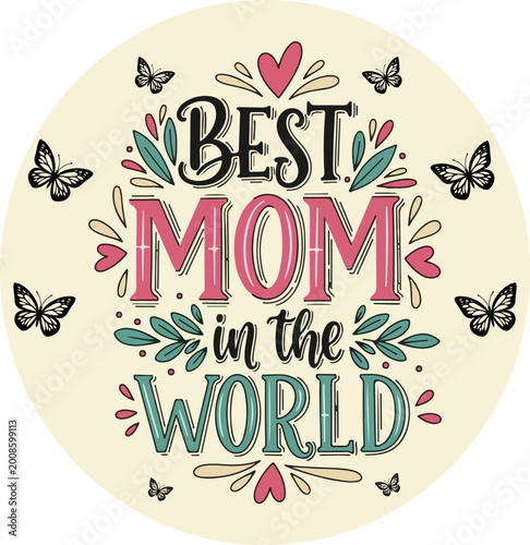 Photos Happy Mother's Day greeting card design with festive typography and decorative elements for holiday celebration