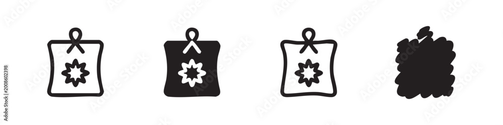 Fototapeta premium Gift tag icons set, minimalist line art and solid fill