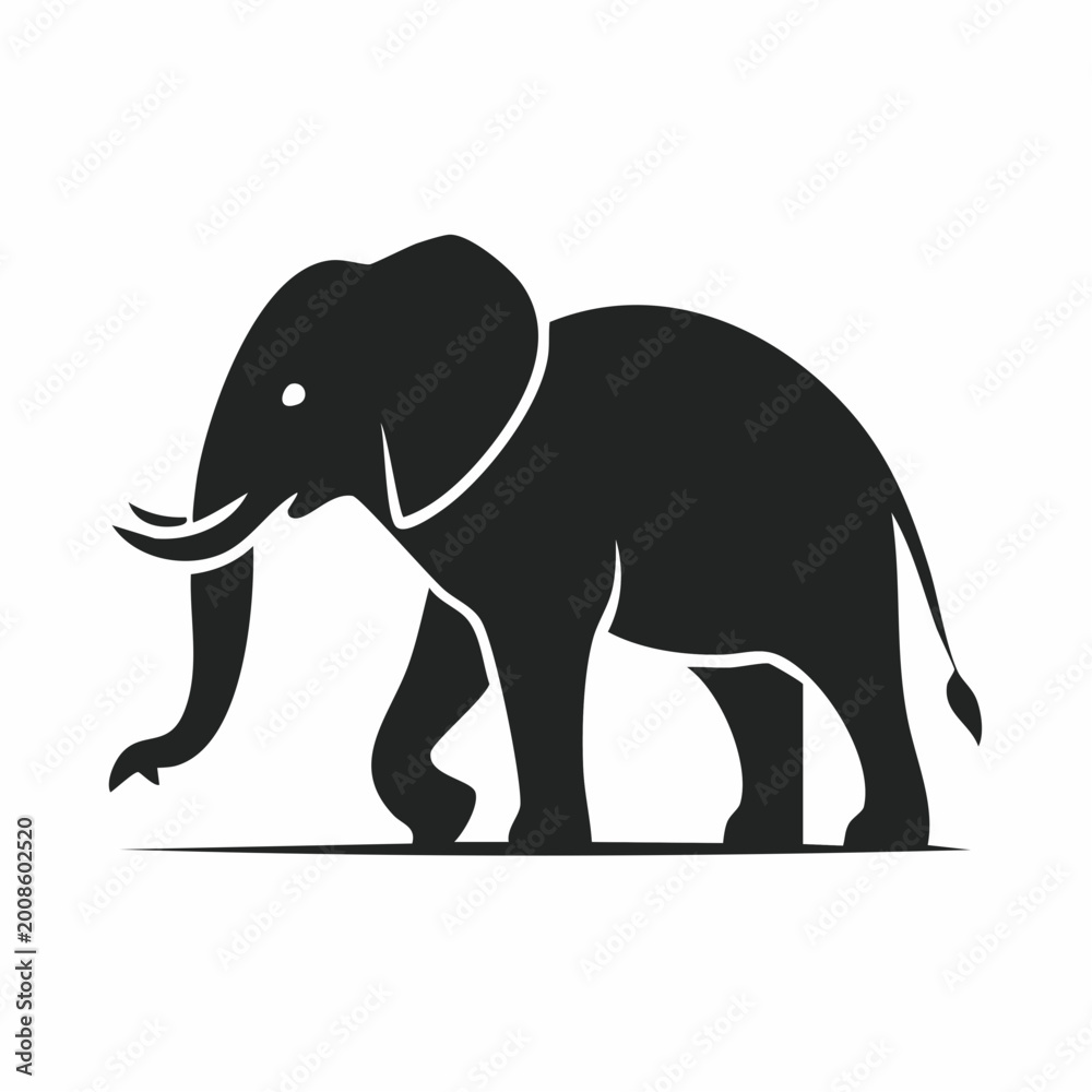 Fototapeta premium Stylized Silhouette of an African Elephant Walking