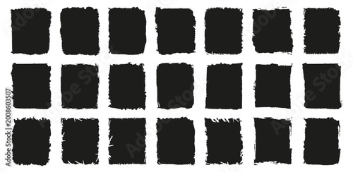 Εκτύπωση καμβά Grunge square shape collection in black style