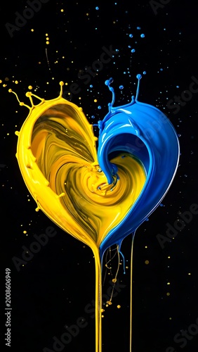 Heart shaped paint swirl design art.