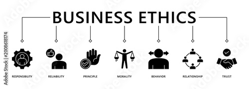 Foto Business ethics banner web icon vector illustration concept for web and print wi