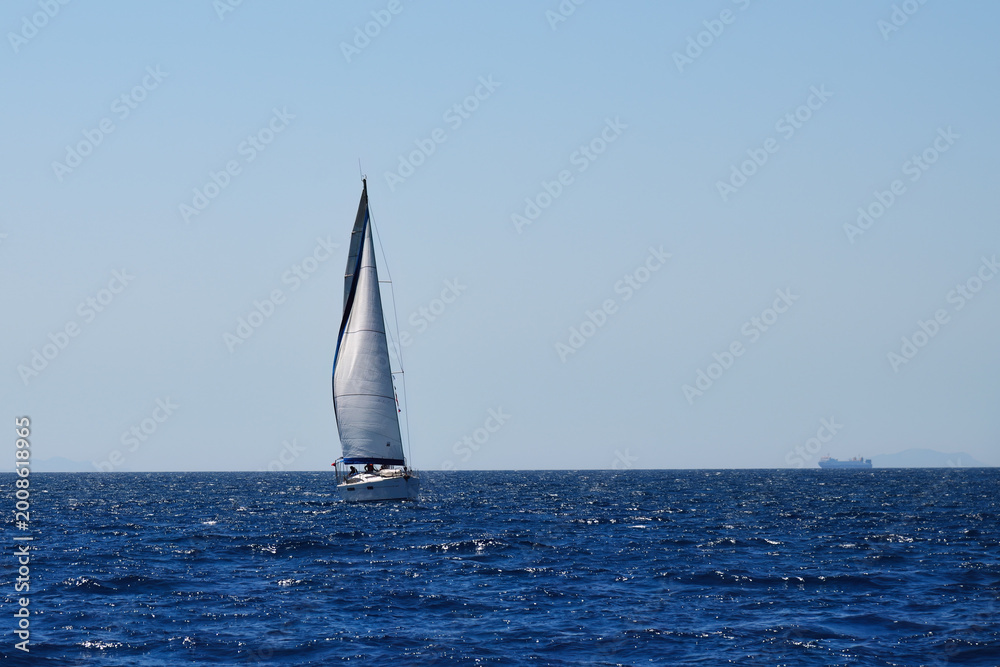 Fototapeta premium Sailing ship yacht in Aegean Sea. Turkey