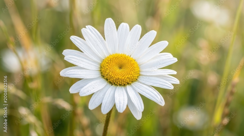 Fototapeta premium Daisy flower blossom close up, premium stock concept with strong commercial appeal, clean composition, high search relevance, refined details, balanced perspective, elegant color harmony, modern