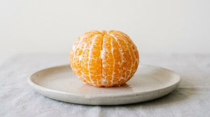 Peeled orange with visible segments on plain background, fresh citrus fruit concept with juicy texture and clean minimal food styling, bright studio light, realistic detail, no logos