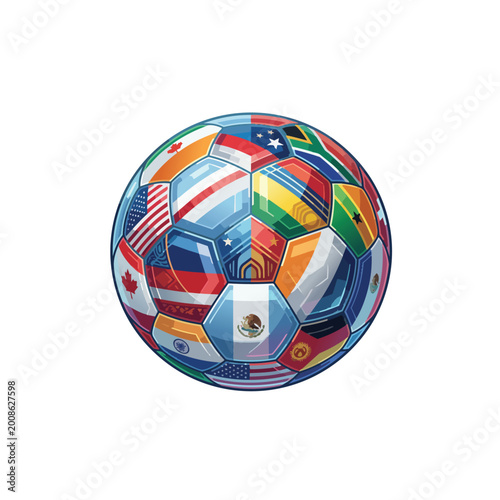 illustration featuring a stylized soccer ball 