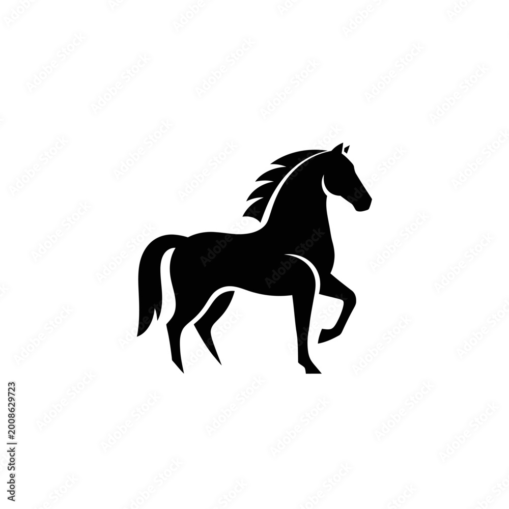 Obraz premium Black horse silhouette icon isolated on white background