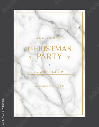 Luxury Marble Christmas Party Invitation Card with Gold Typography Elegant Minimal Design