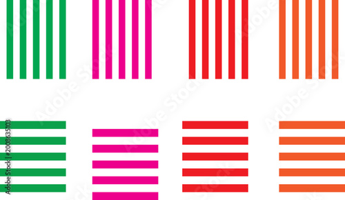 Striped geometric pattern in green pink red orange with geometric illustration abstract