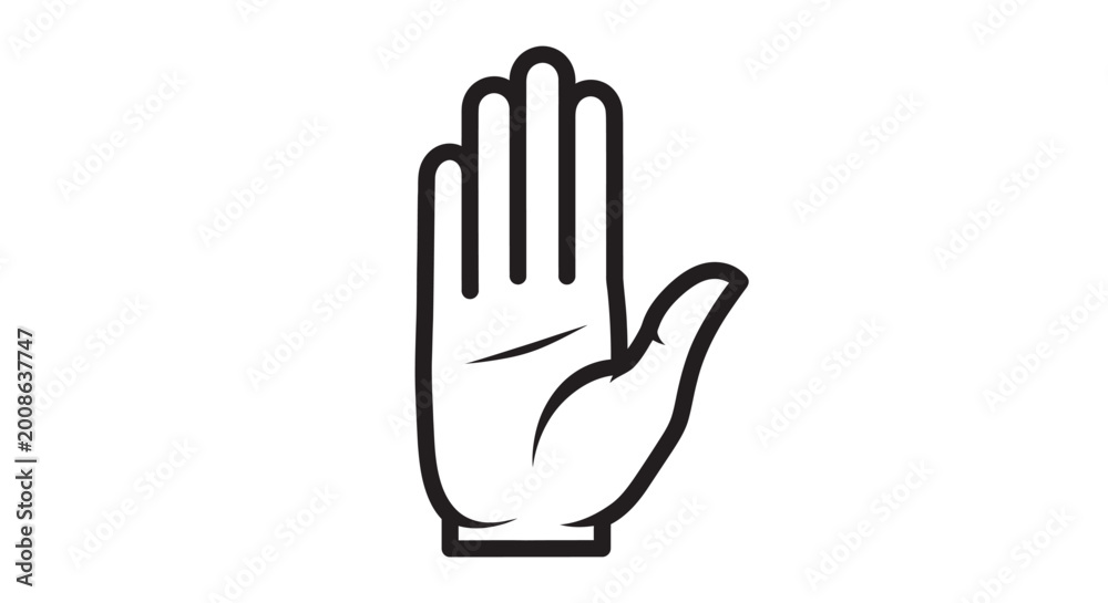 Fototapeta premium Open palm gesture icon, stop sign, warning symbol, vector illustration