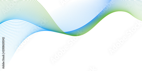 Light green or blue wave line background, wave line with sense of motion and fluidity, green  waves curve lines banner background design. flyer, poster, website, banner, brochure. Vector illustration