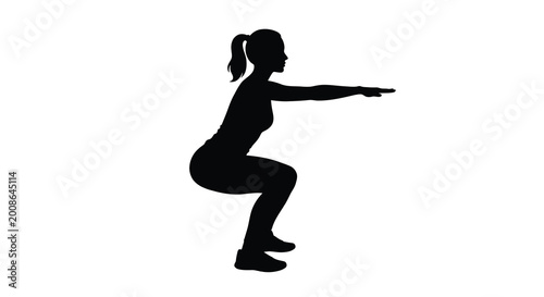 Fotografía Woman performing squat exercise in silhouette high quality