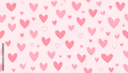 soft pink pixelated hearts pattern on a light pink background, valentine's day, romance, love, sweet and cute texture