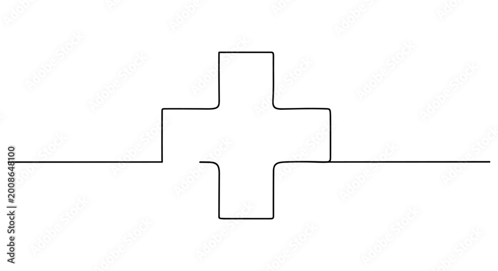 Fototapeta premium Minimalist Plus Sign Icon on White Background