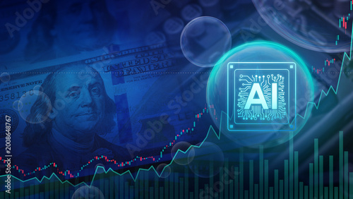 Konstfotografi AI Chip stock market bubble crash