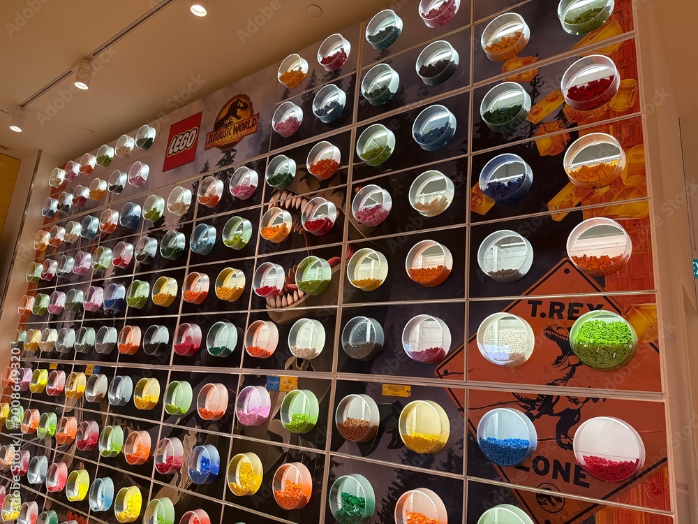 Fototapeta premium April 2026, Singapore: LEGO Pick-a-Brick wall