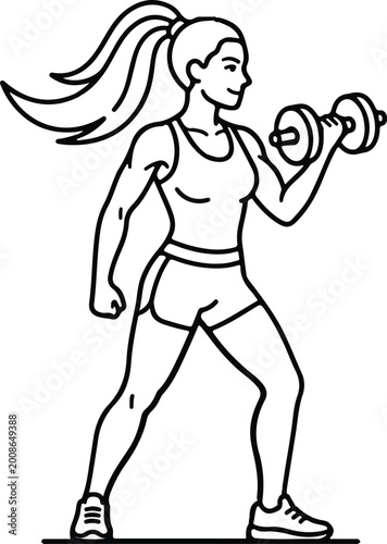 Woman lifting dumbbell in gym
