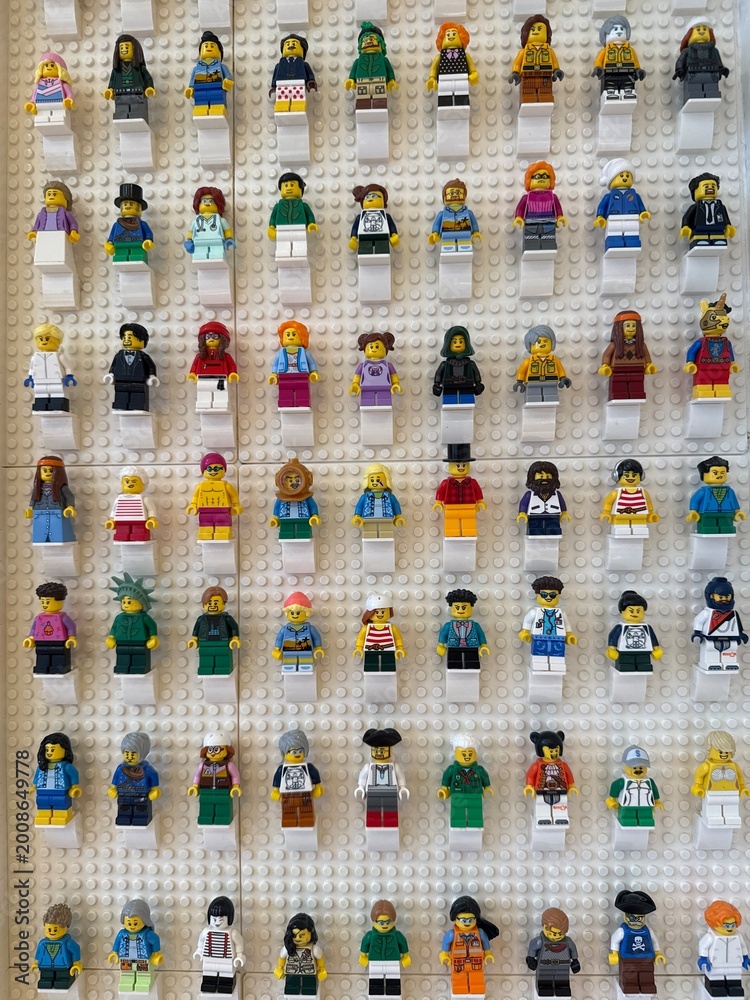 Fototapeta premium April 2026, Singapore: Wall of LEGO minifigures