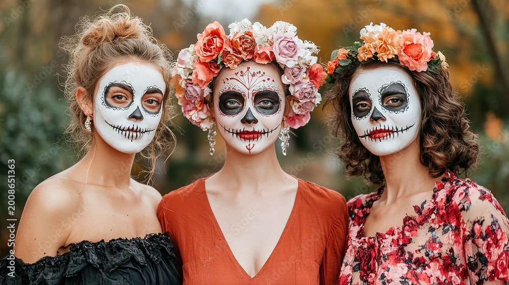 Obraz premium Autumn atmosphere fun portrait photography of homemade halloween costumes in the park