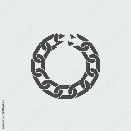 Broken chain link circle symbol representing weakness or disruption