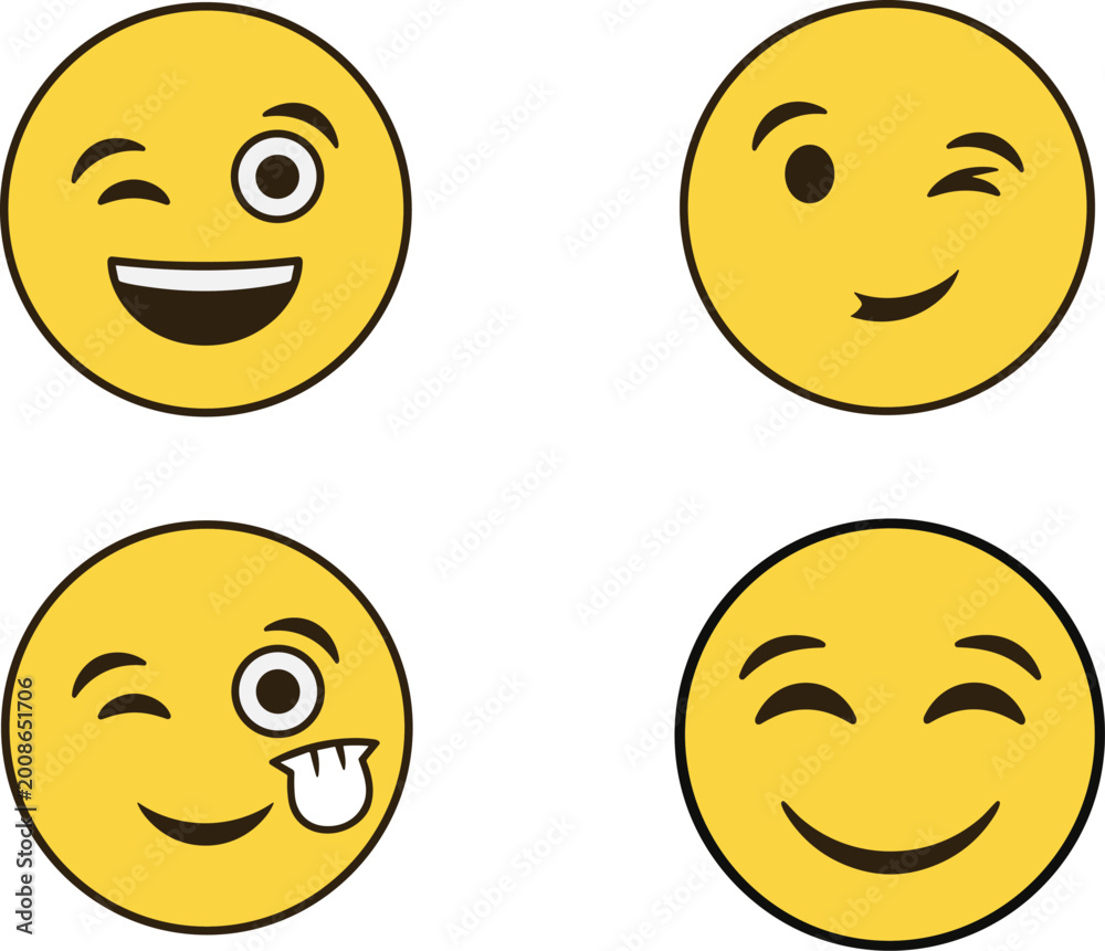 Fototapeta premium Winking and Playful Emoji Faces for Digital Communication, Social Media, and Expression Design Projects