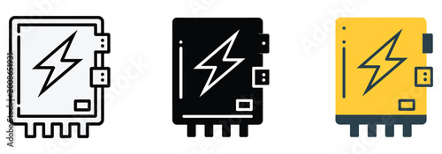 Cuadro en lienzo Electrical panel icon set, circuit breaker and power distribution box symbols, i
