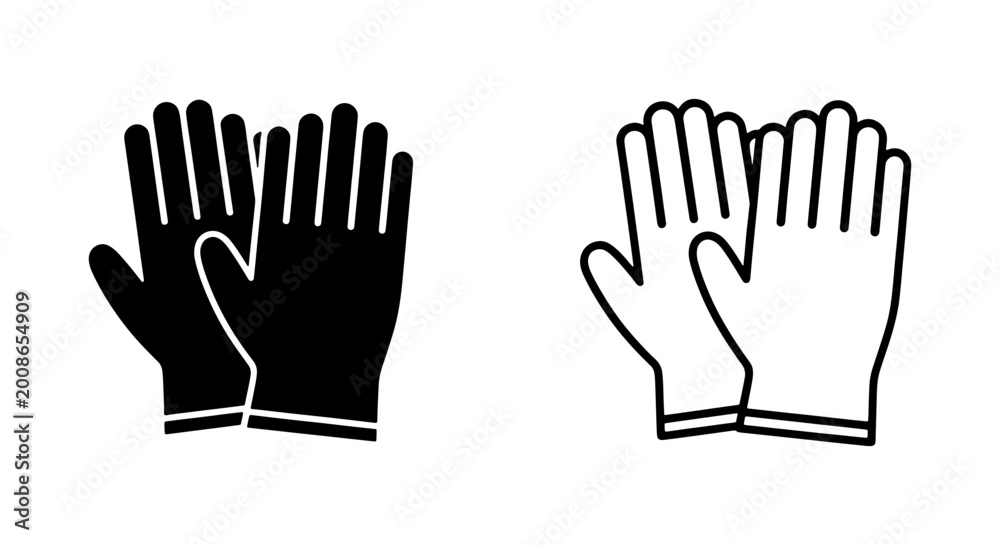 Fototapeta premium Glove icons, hand protection symbols, work gloves, safety signs