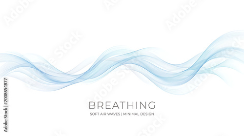 Abstract Light Blue Air Waves on White Background Minimalist Design
