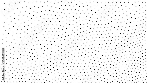 Abstract black dots forming a diagonal animation grid. Minimalistic dots line up in a structured grayscale background.
