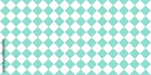 Checkered plaid repeat pattern in pastel green isolated on white background.Geometric gingham seamless pattern.Colorful abstract background with squares.Vector graphic wallpaper.