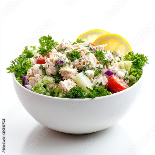 Tuna Rice Salad Bowl with Corn and Lettuce