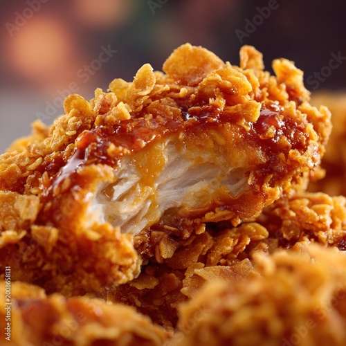 Crispy Fried Chicken Closeup with Crunchy Coating