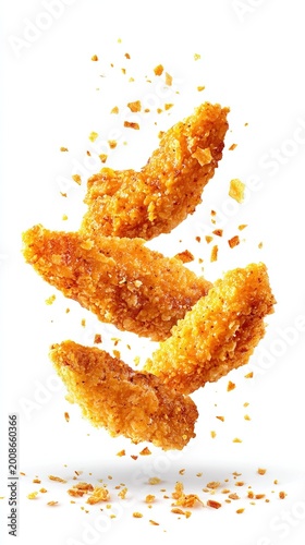 Crispy Chicken Strips Isolated on White Background