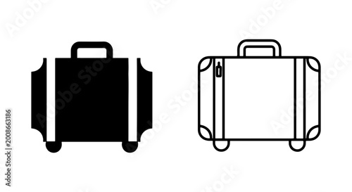 Foto Luggage icons, travel suitcases, black and white, vector graphics