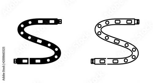 LED Strip Light Icons, Flexible Lighting Elements, Modern Illumination Design