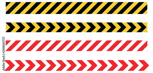Photography Barricade tape vector seamless pattern, warning stripes for construction safety