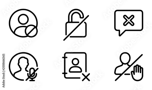 Foto 6-pack of vector icons representing various user restrictions and permissions