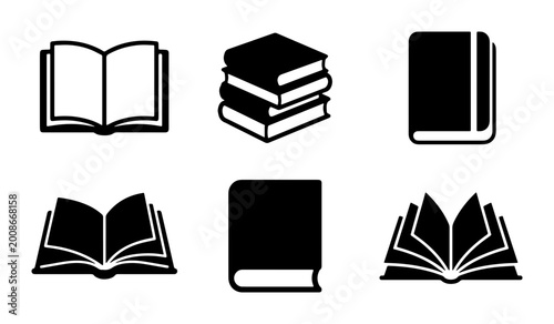 Foto Book symbols in various styles and orientations - isolated on white background f