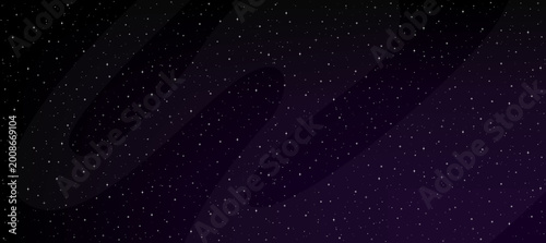 Space background with glowing stars and cosmic nebula. Dark purple starry sky backdrop. Vector illustration of black universe.