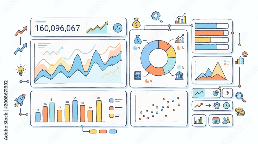 Fototapeta premium Passive Income and Multiple Revenue Streams Concept Illustration