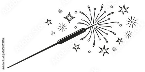 Photos Sparkler celebration hand held firework vector illustration with sparkler firewo