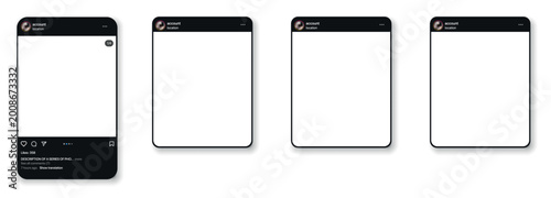 smartphone social media post mockup. app interface mockup similar to instagram mockup. vector illustration