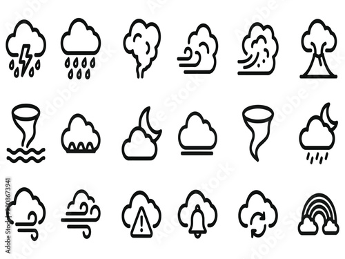 Foto Set of weather and natural disaster line icons
