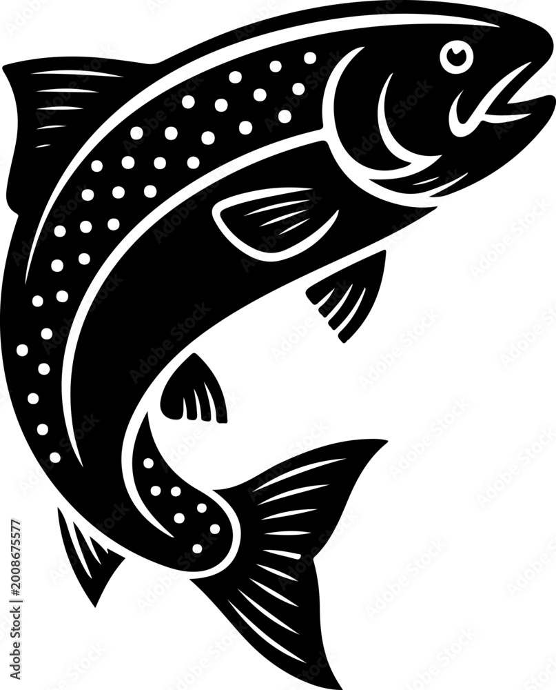Fototapeta premium Salmon fish silhouette vector illustration