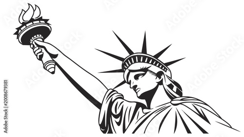Foto Close up vector illustration of the statue of liberty holding her torch aloft ag