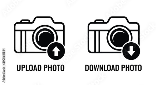 upload download photo icon vector illustration - Minimalist, flat icon, outline, glyph, linear, clipart, sticker - icon set