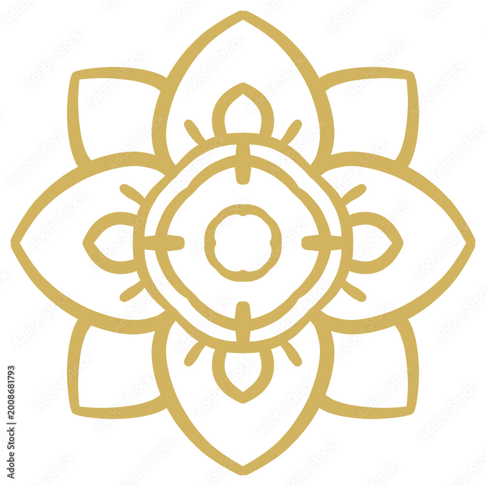 Obraz premium Hand drawn Thai pattern in gold line art
