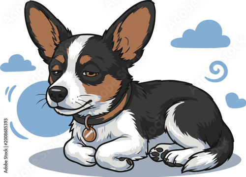 Cute Dog Illustration, Adorable Puppy Character Minimal Modern Vector Design