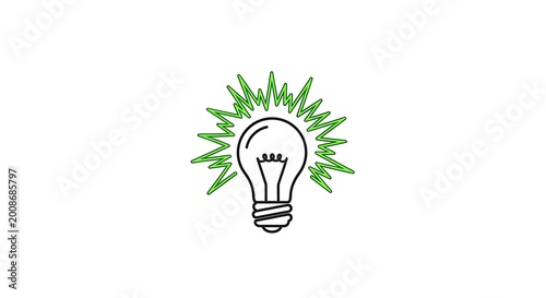 Creative idea light bulb with green energy burst