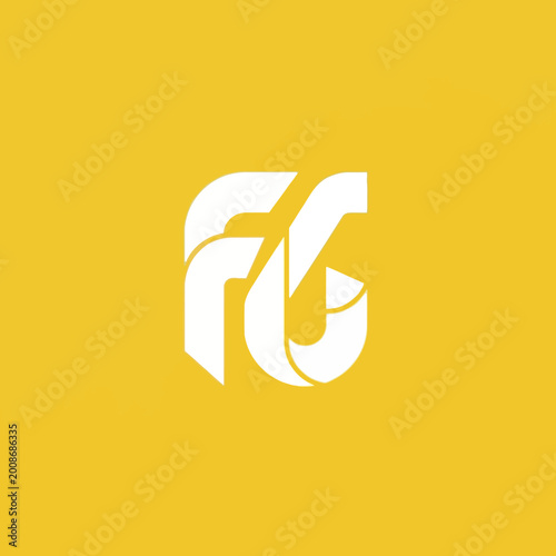 Modern abstract white logo design on yellow background.